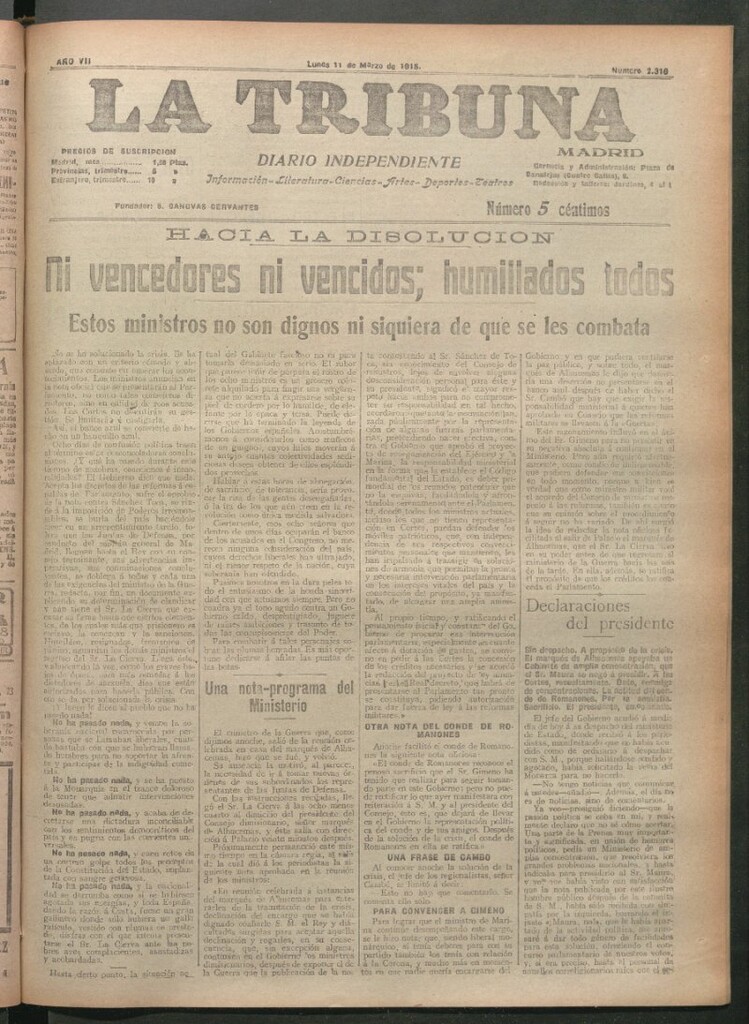 Miniatura de La Tribuna del 11 de marzo de 1918