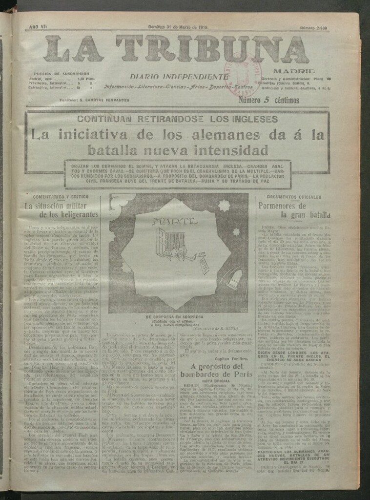 Miniatura de La Tribuna del 31 de marzo de 1918