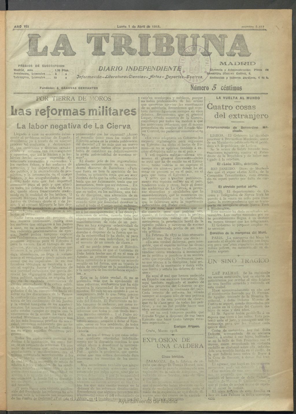 Miniatura de La Tribuna del 1 de abril de 1918