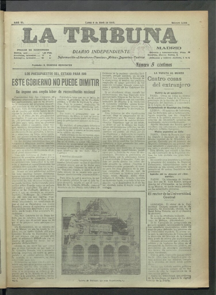 Miniatura de La Tribuna del 8 de abril de 1918