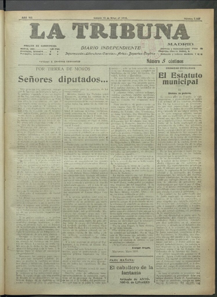 Miniatura de La Tribuna del 18 de mayo de 1918