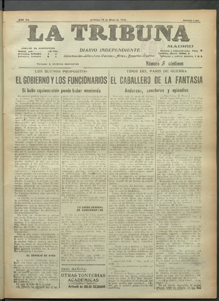 Miniatura de La Tribuna del 19 de mayo de 1918