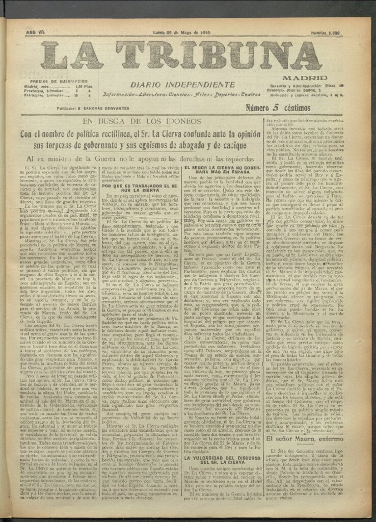 Miniatura de La Tribuna del 20 de mayo de 1918