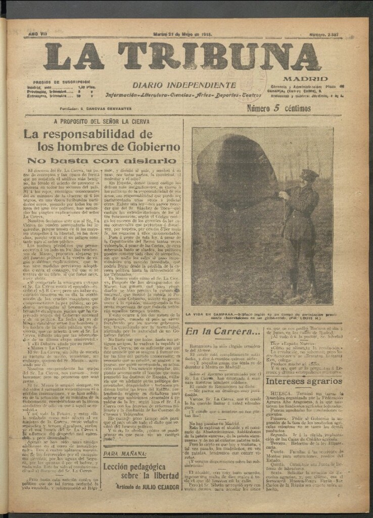 Miniatura de La Tribuna del 21 de mayo de 1918
