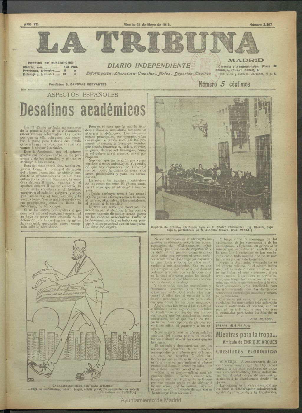 Miniatura de La Tribuna del 31 de mayo de 1918