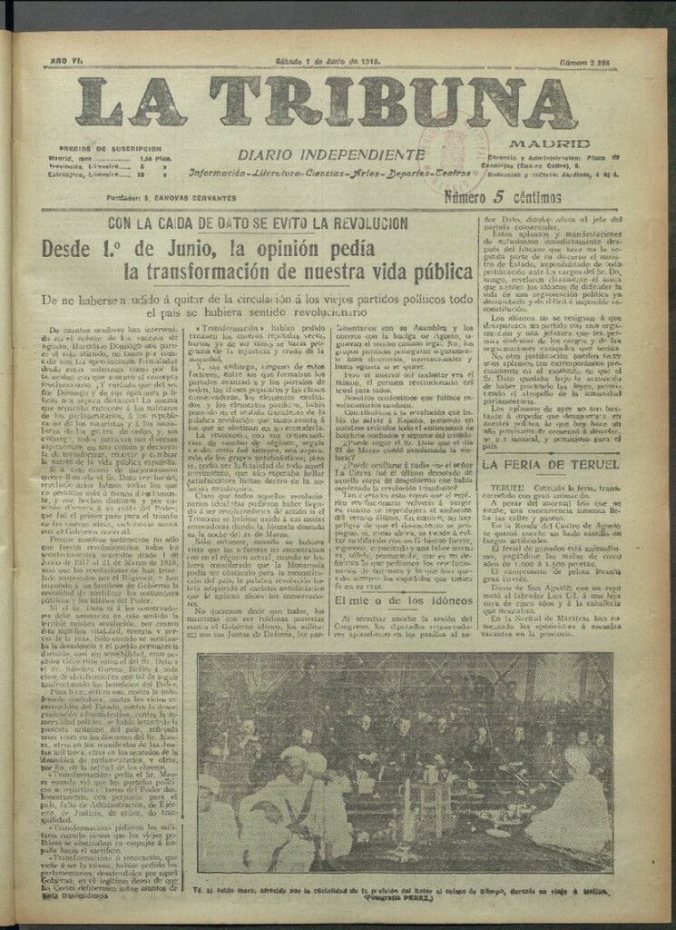 Miniatura de La Tribuna del 1 de junio de 1918