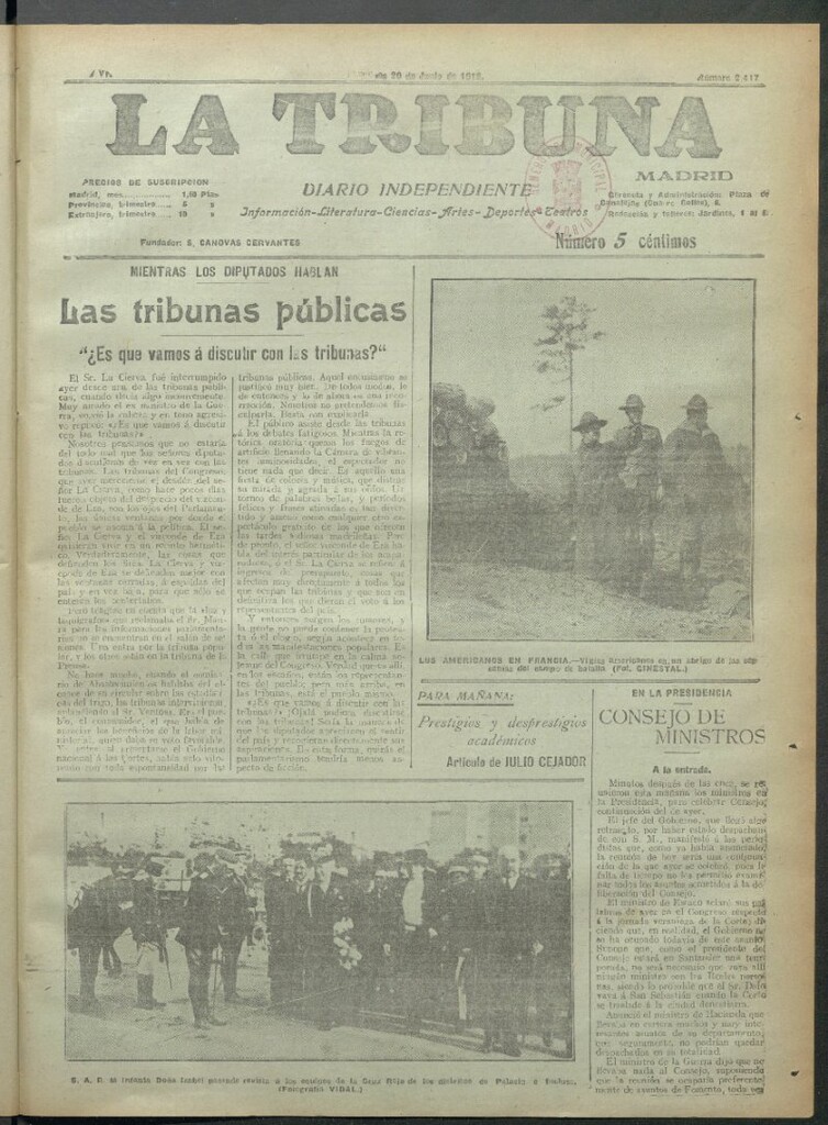 Miniatura de La Tribuna del 20 de junio de 1918