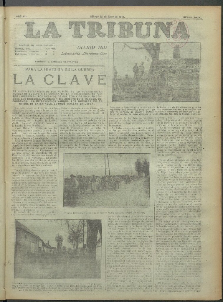 Miniatura de La Tribuna del 22 de junio de 1918