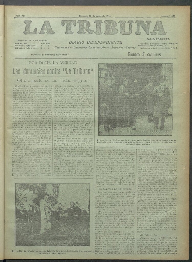 Miniatura de La Tribuna del 23 de junio de 1918