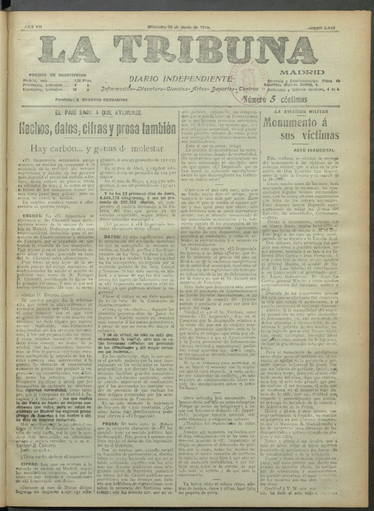 Miniatura de La Tribuna del 26 de junio de 1918