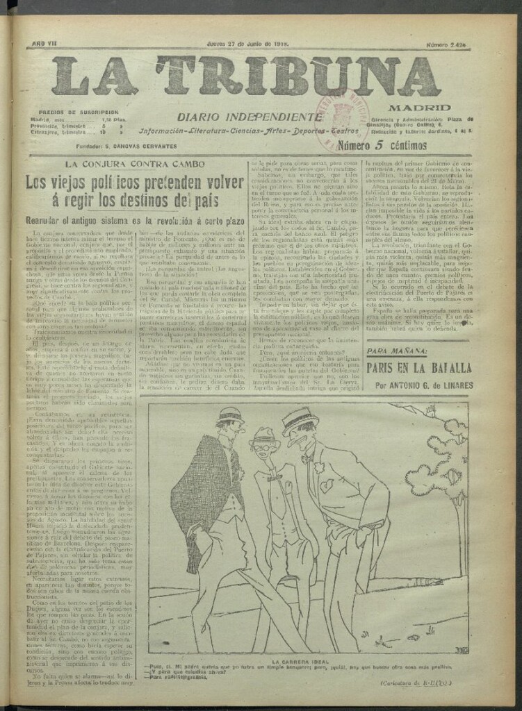 Miniatura de La Tribuna del 27 de junio de 1918