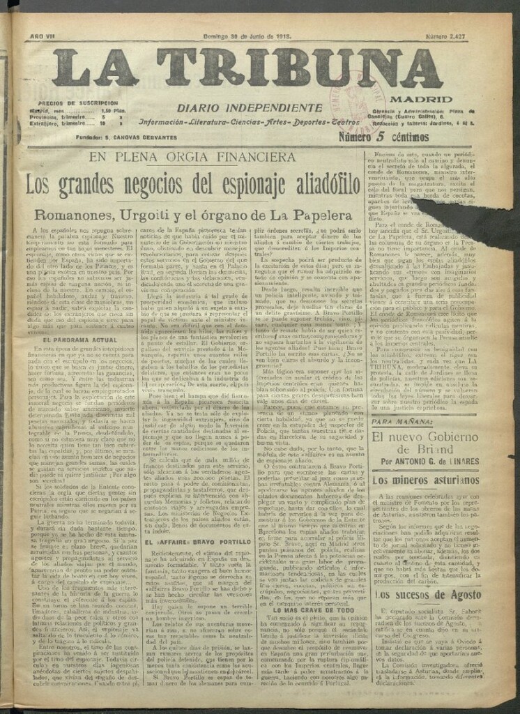 Miniatura de La Tribuna del 30 de junio de 1918