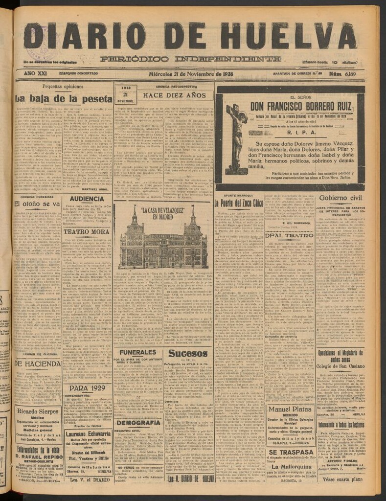 Miniatura de Diario de Huelva : periódico independiente del 21 de noviembre de 1928