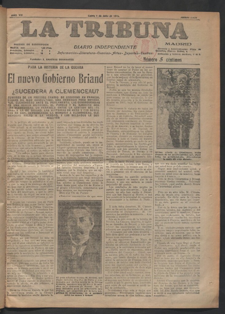 Miniatura de La Tribuna del 1 de julio de 1918