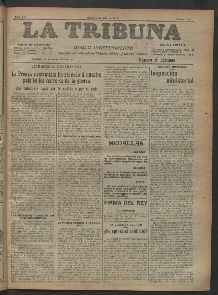 Miniatura de La Tribuna del 4 de julio de 1918