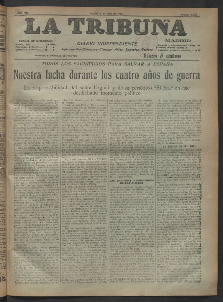 Miniatura de La Tribuna del 6 de julio de 1918