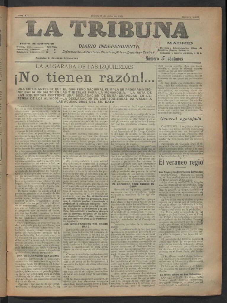 Miniatura de La Tribuna del 9 de julio de 1918