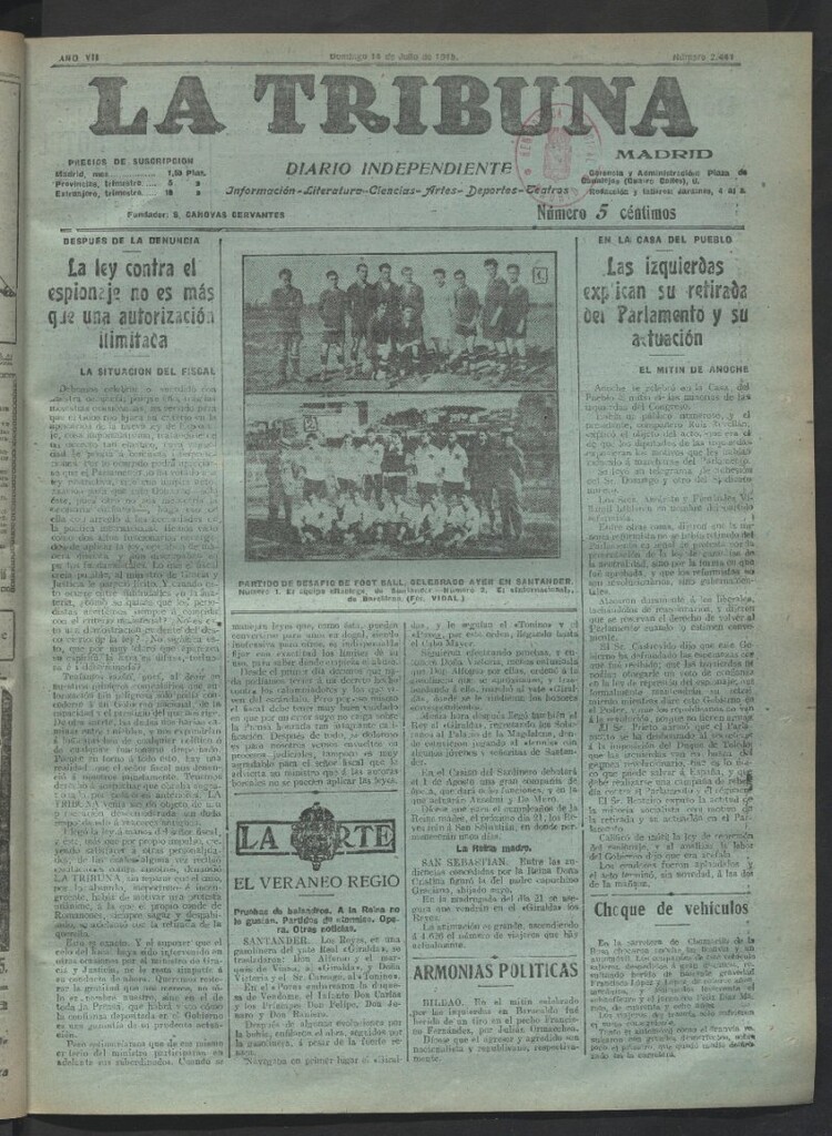 Miniatura de La Tribuna del 14 de julio de 1918