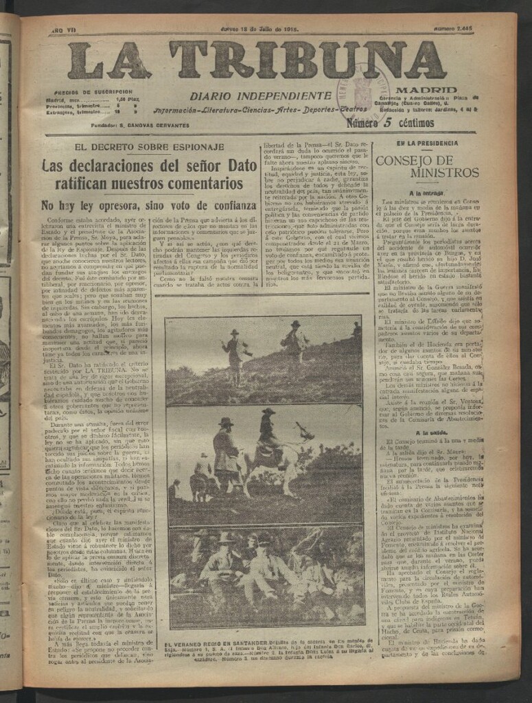Miniatura de La Tribuna del 18 de julio de 1918