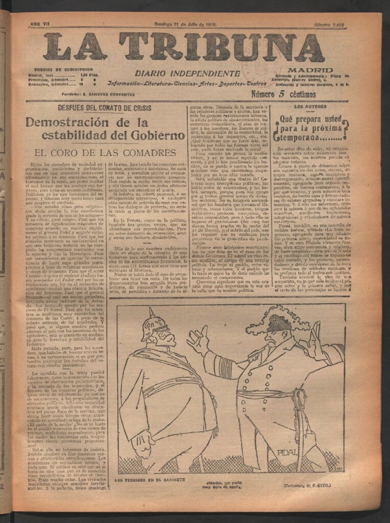 Miniatura de La Tribuna del 21 de julio de 1918