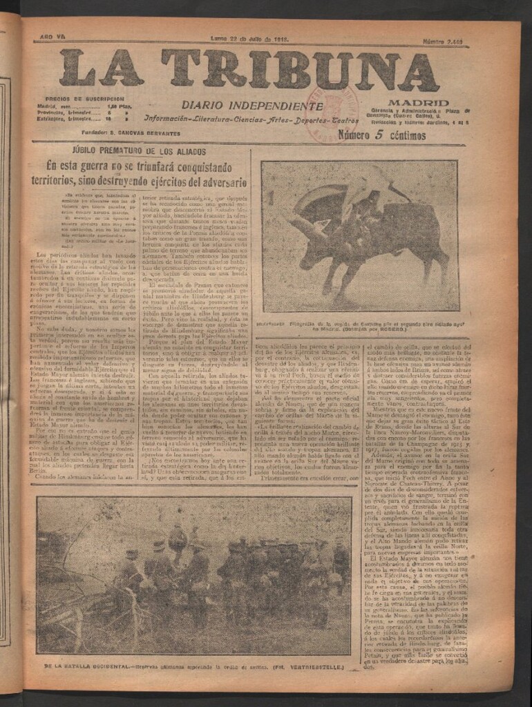 Miniatura de La Tribuna del 22 de julio de 1918