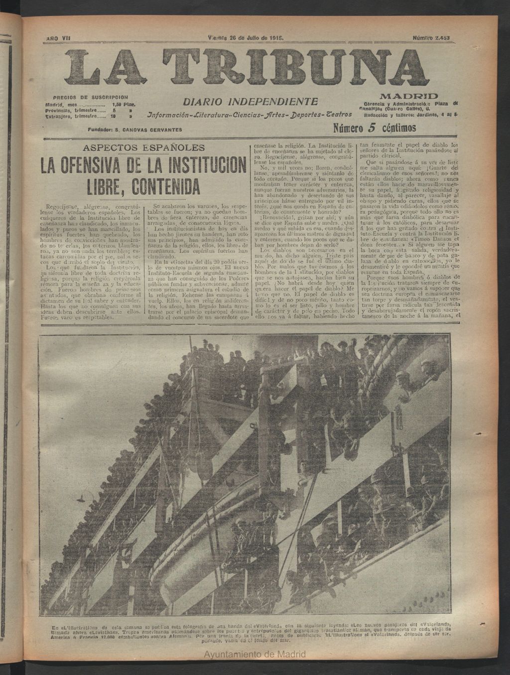Miniatura de La Tribuna del 26 de julio de 1918