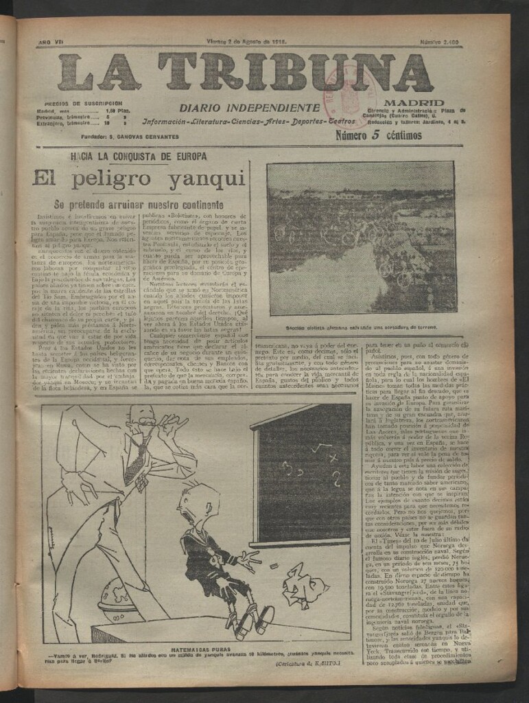 Miniatura de La Tribuna del 2 de agosto de 1918