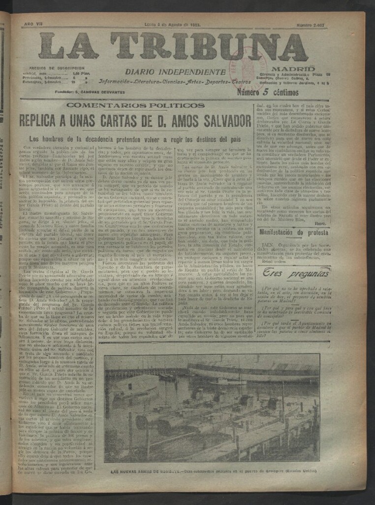 Miniatura de La Tribuna del 5 de agosto de 1918