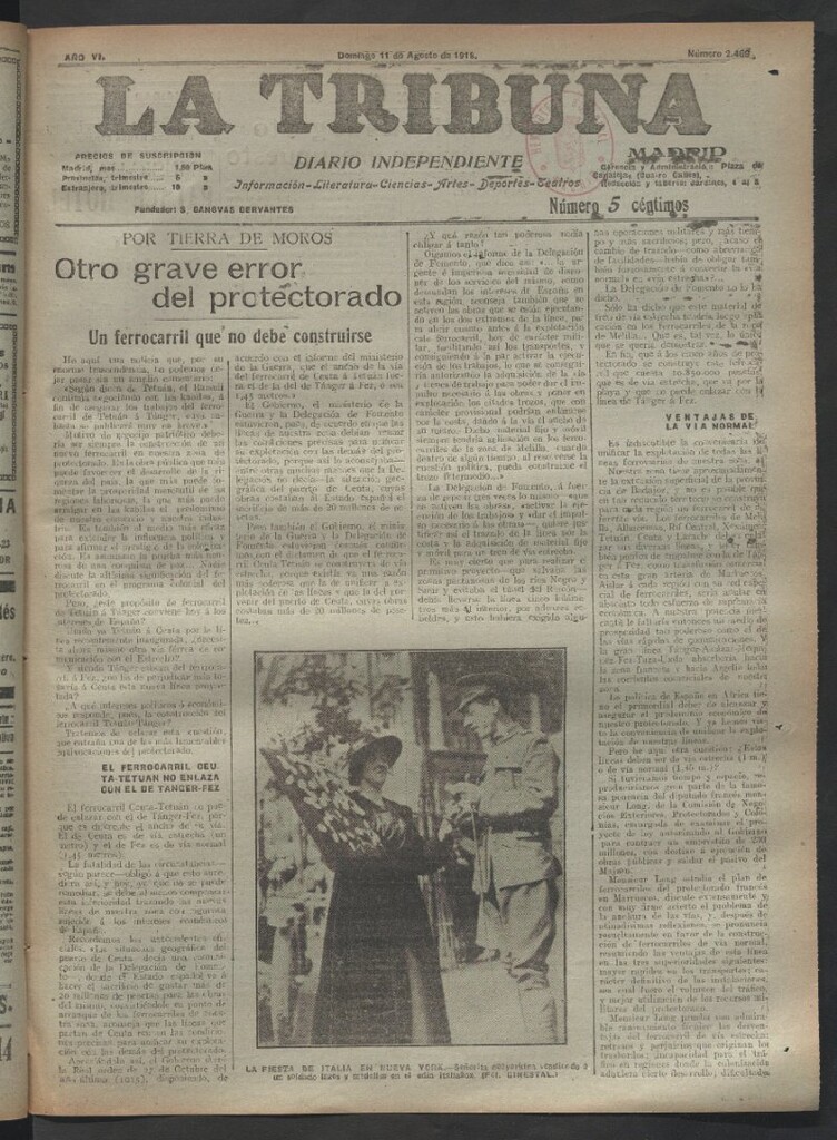Miniatura de La Tribuna del 11 de agosto de 1918