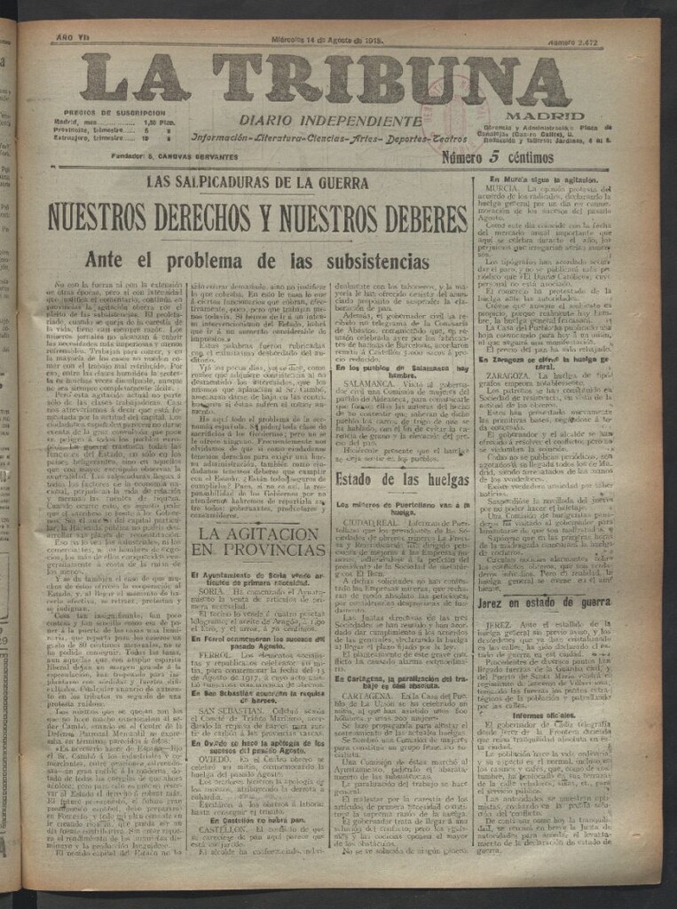 Miniatura de La Tribuna del 14 de agosto de 1918