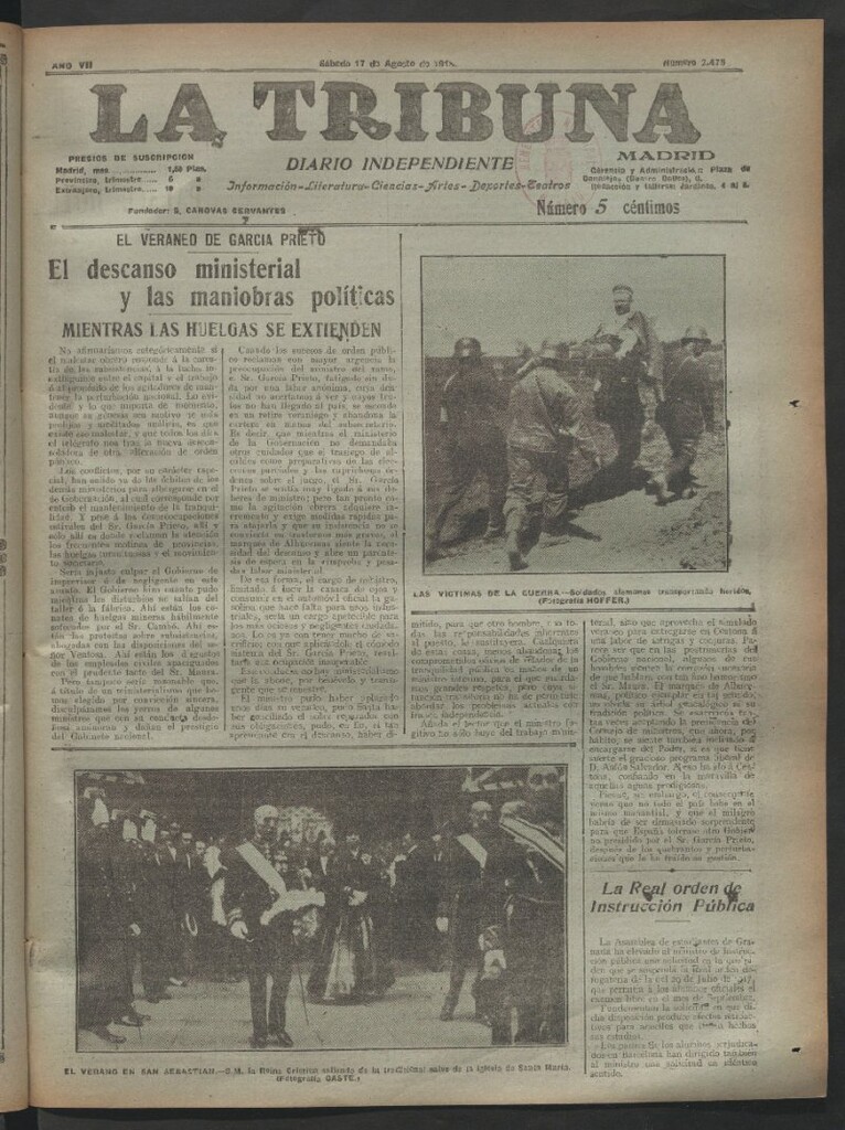 Miniatura de La Tribuna del 17 de agosto de 1918