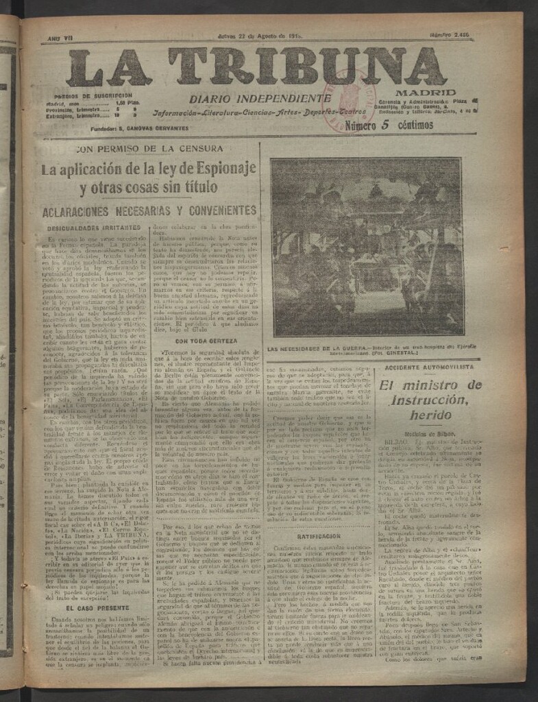 Miniatura de La Tribuna del 22 de agosto de 1918