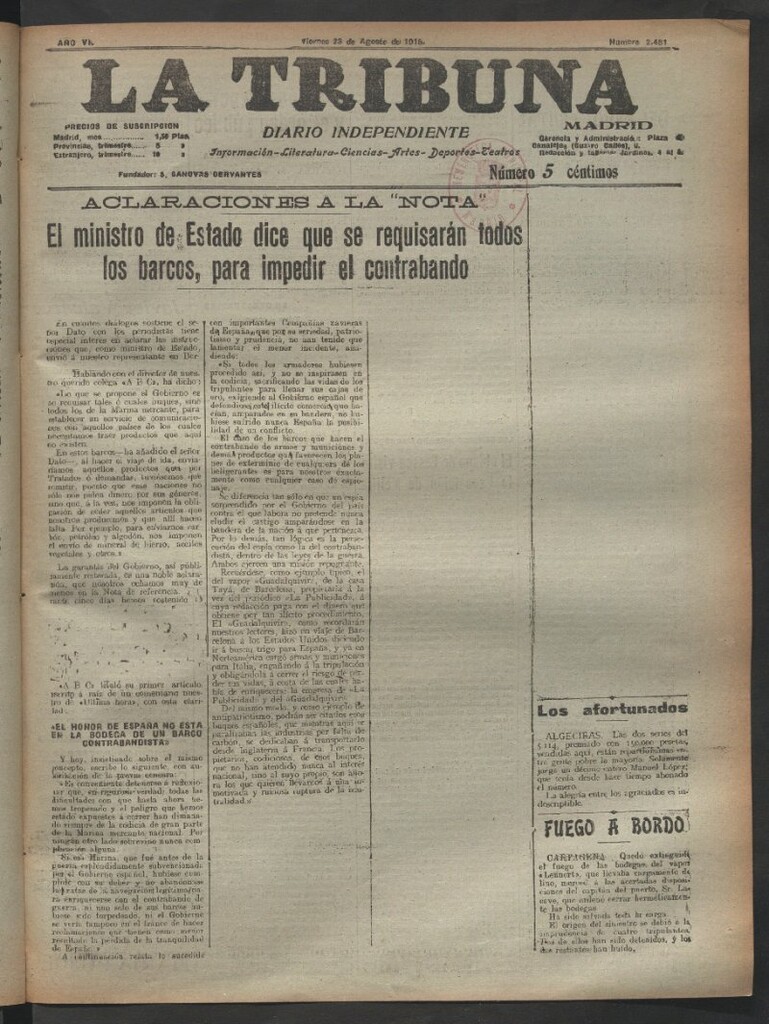 Miniatura de La Tribuna del 23 de agosto de 1918