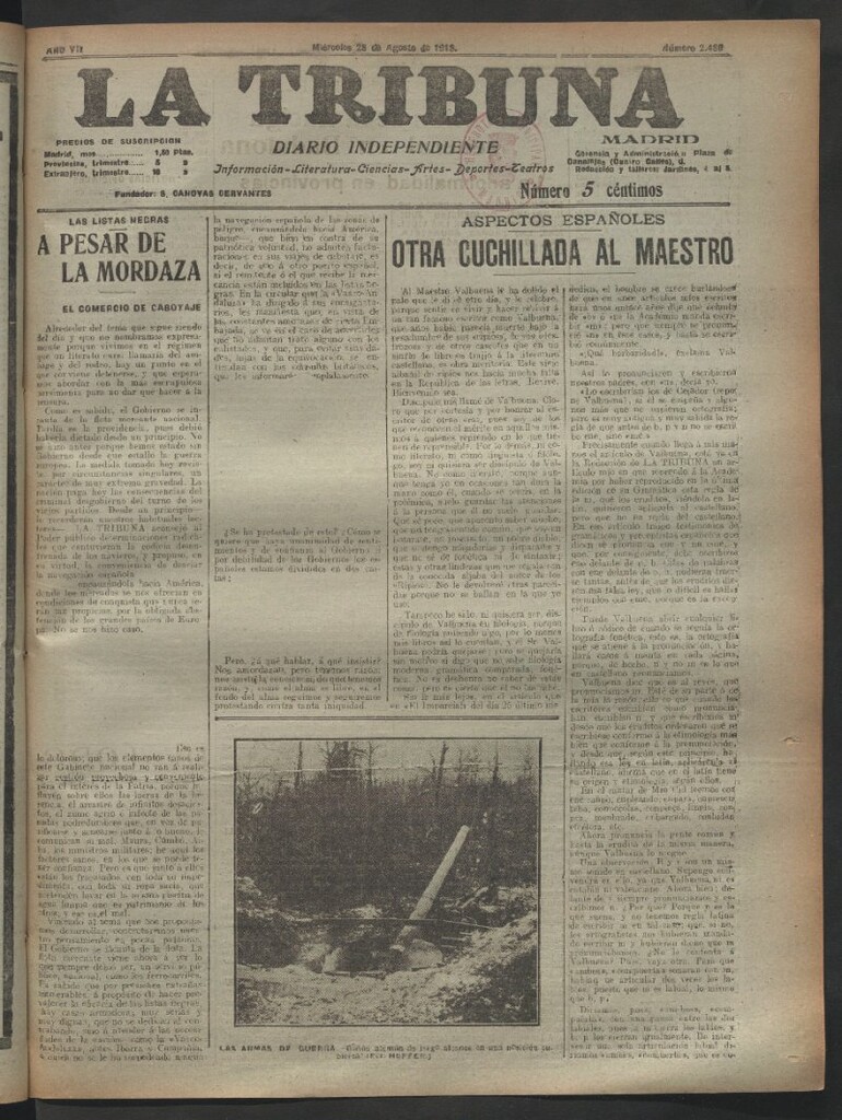 Miniatura de La Tribuna del 28 de agosto de 1918