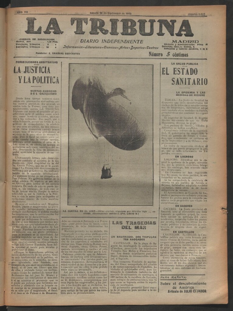 Miniatura de La Tribuna del 28 de septiembre de 1918