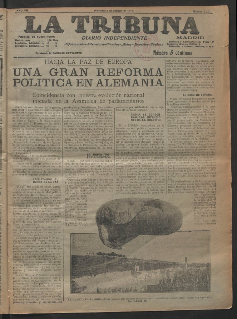 Miniatura de La Tribuna del 2 de octubre de 1918