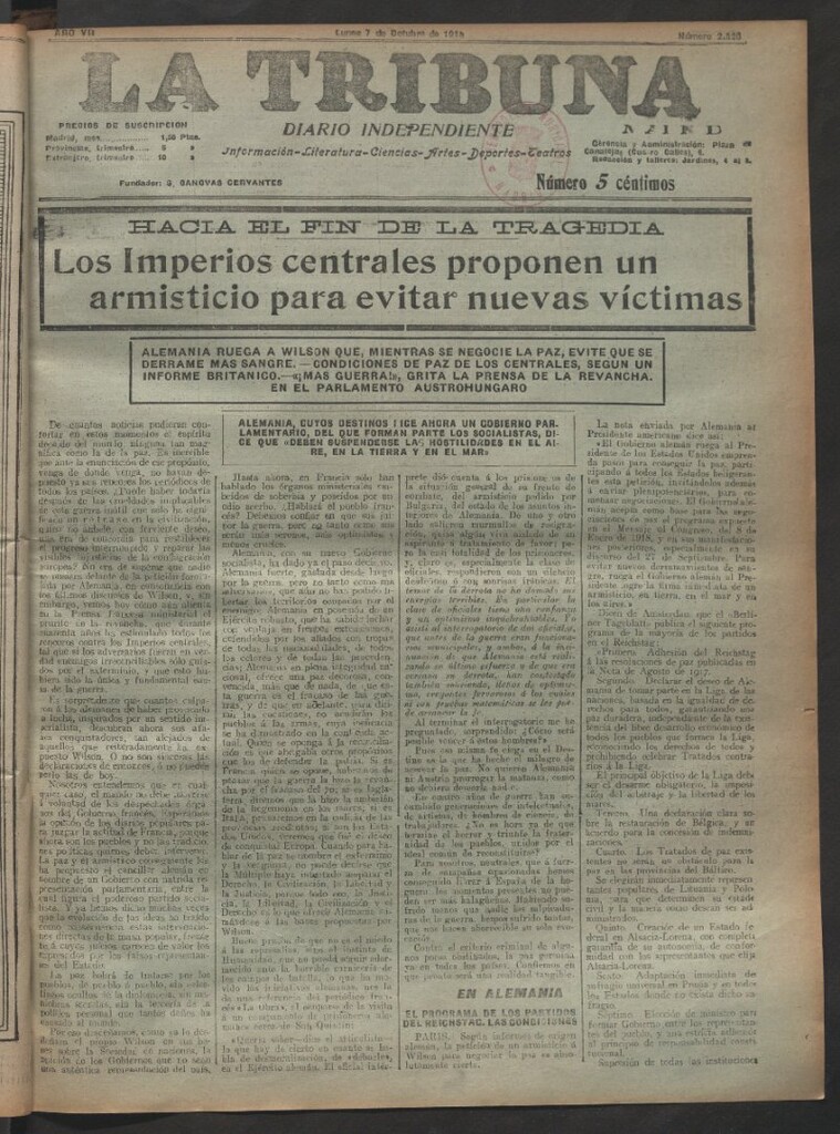 Miniatura de La Tribuna del 7 de octubre de 1918