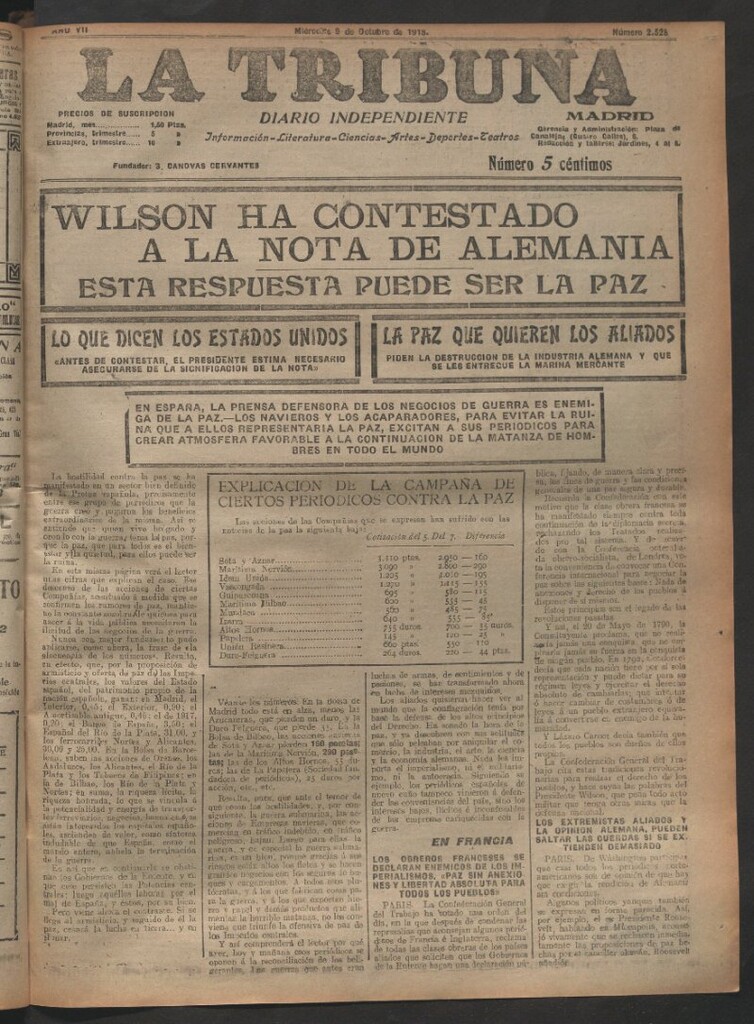 Miniatura de La Tribuna del 9 de octubre de 1918