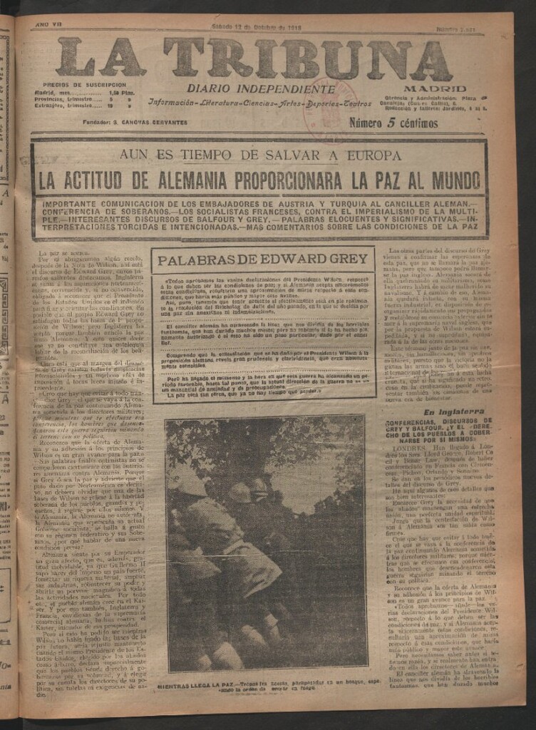 Miniatura de La Tribuna del 12 de octubre de 1918