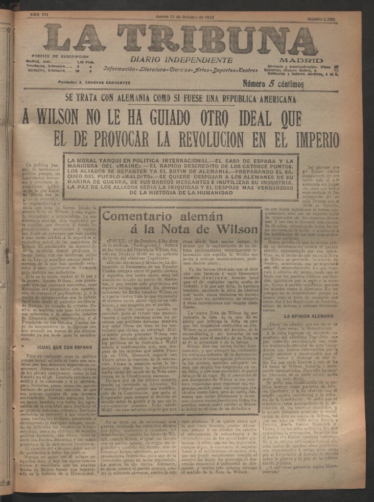 Miniatura de La Tribuna del 17 de octubre de 1918