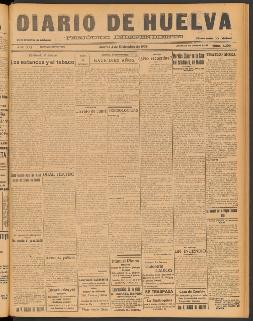 Miniatura de Diario de Huelva : periódico independiente del 4 de diciembre de 1928