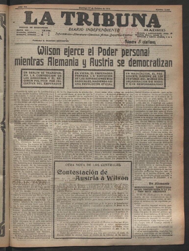 Miniatura de La Tribuna del 27 de octubre de 1918
