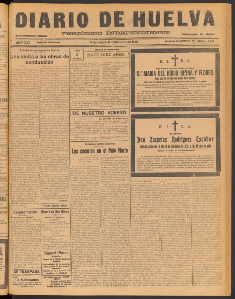 Miniatura de Diario de Huelva : periódico independiente del 5 de diciembre de 1928