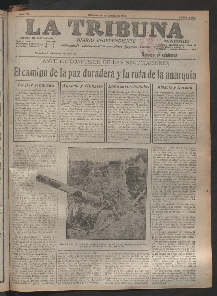 Miniatura de La Tribuna del 30 de octubre de 1918