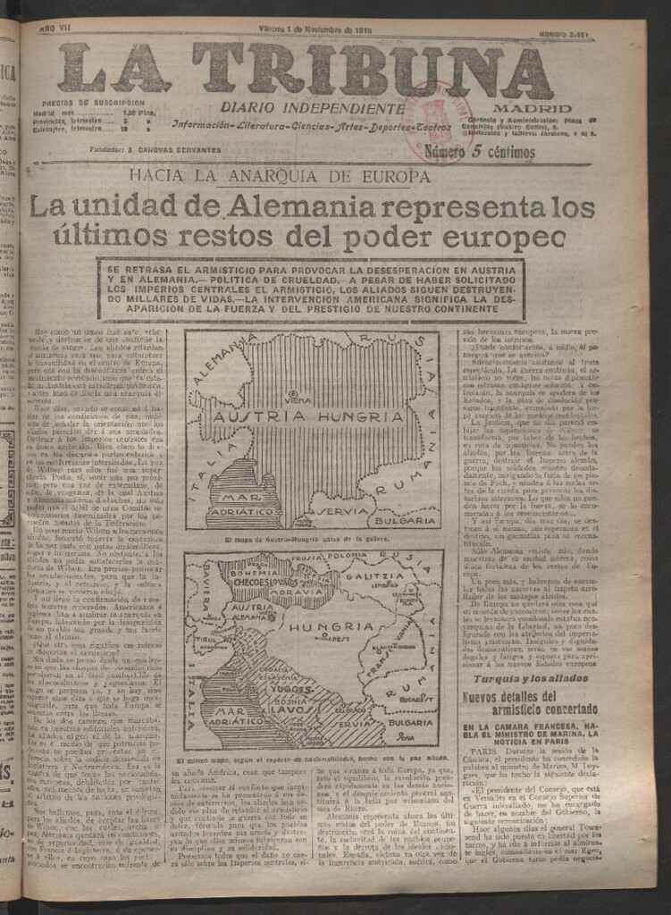 Miniatura de La Tribuna del 1 de noviembre de 1918