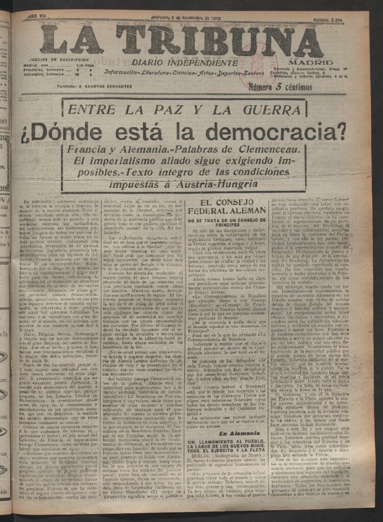 Miniatura de La Tribuna del 6 de noviembre de 1918