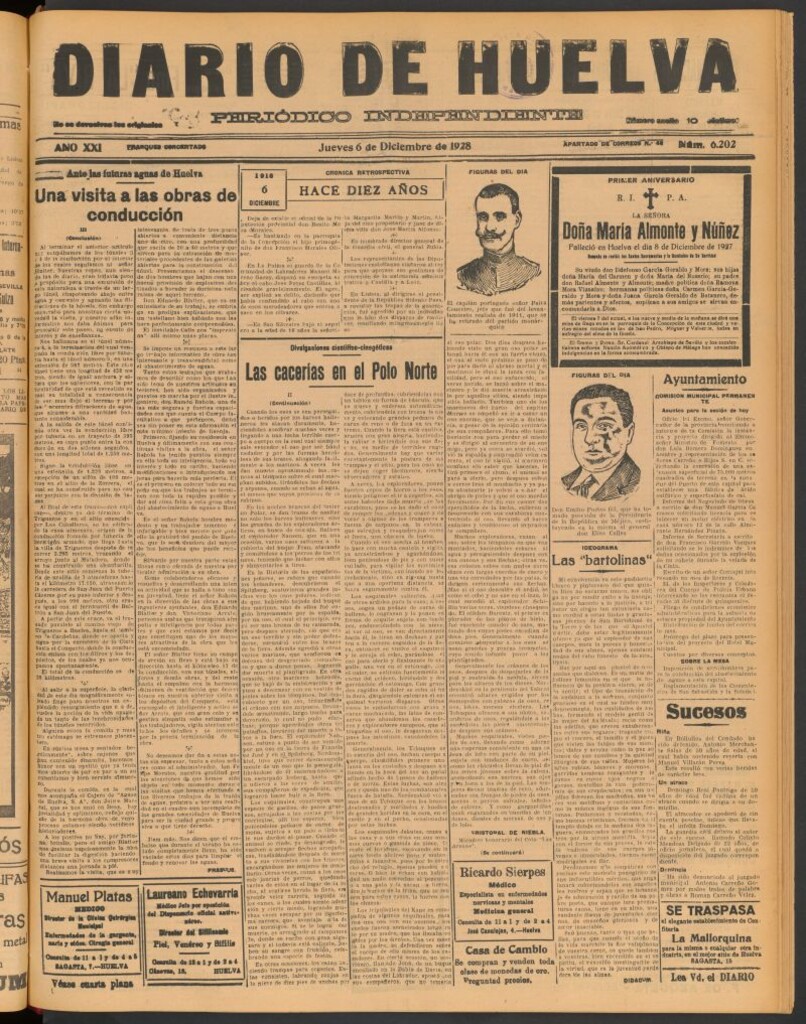 Miniatura de Diario de Huelva : periódico independiente del 6 de diciembre de 1928