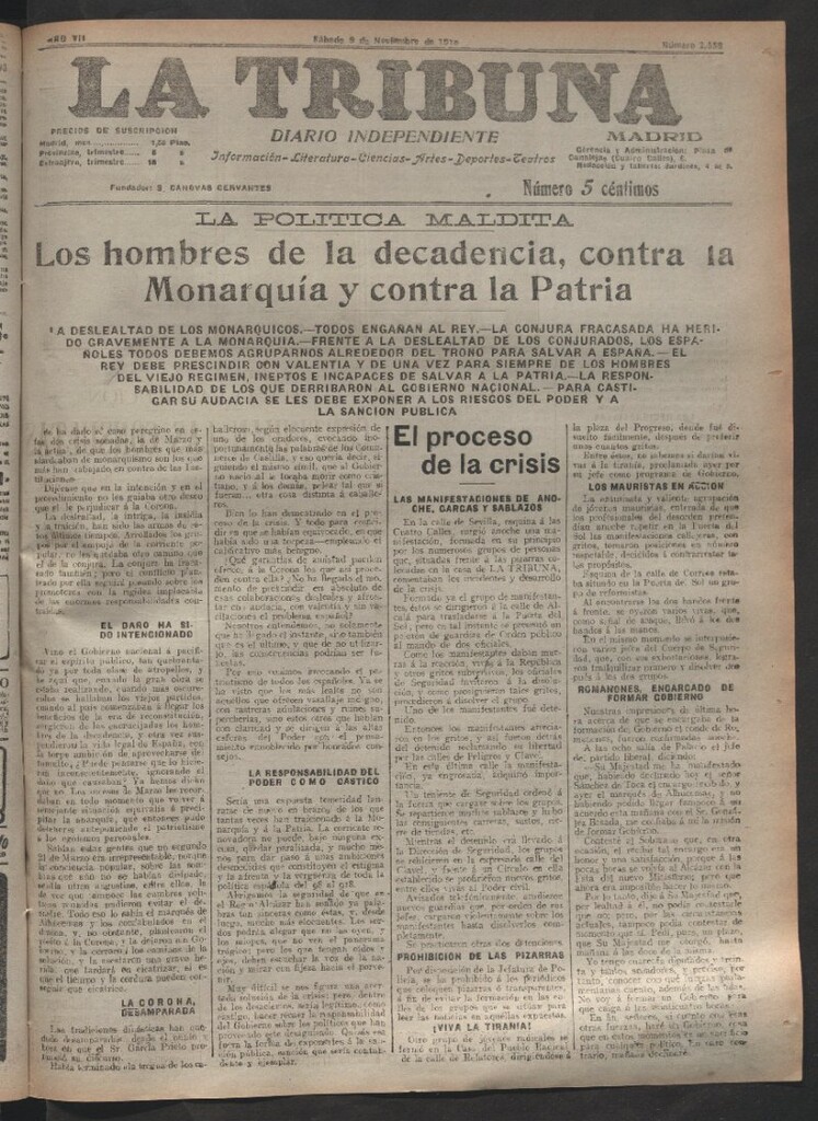 Miniatura de La Tribuna del 9 de noviembre de 1918
