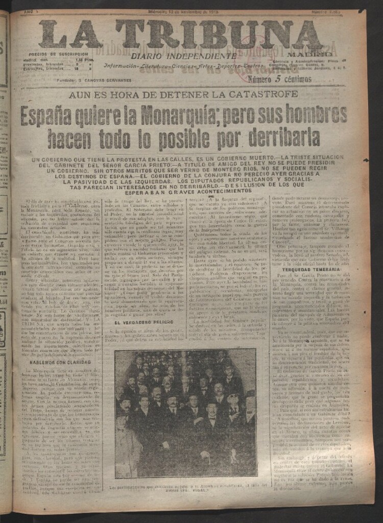 Miniatura de La Tribuna del 13 de noviembre de 1918