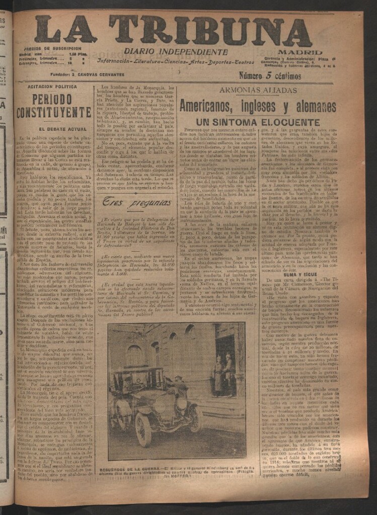 Miniatura de La Tribuna del 18 de noviembre de 1918